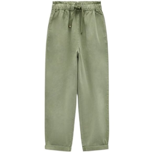 NWT ZARA PAPERBAG PANTS LIGHT KHAKI | 7999/301 - Picture 1 of 6
